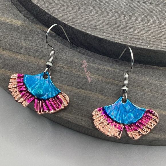🌸Boho Ginkgo Leaf colorful Drop Earrings🌸 - Picture 1 of 13